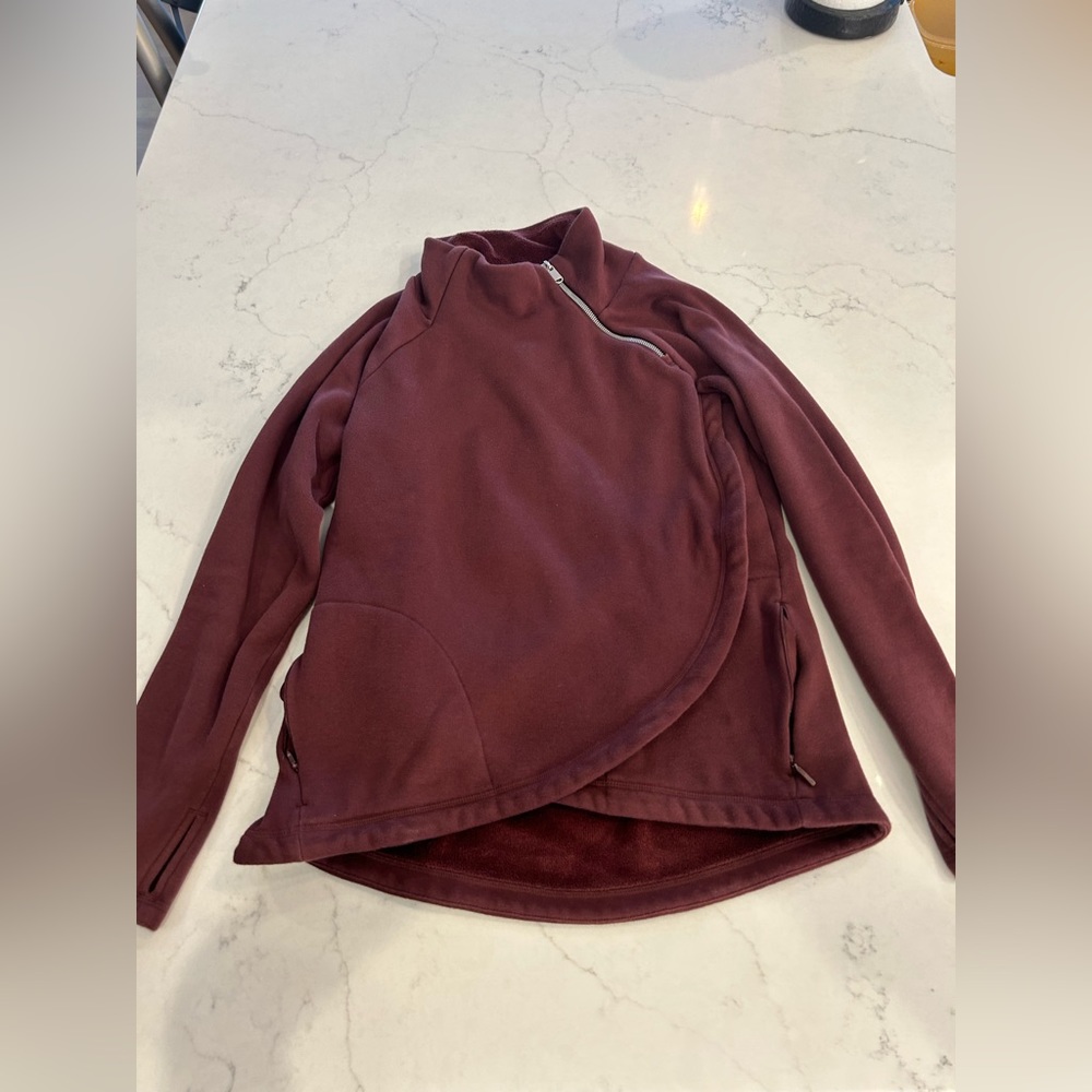 Athleta, sweatshirt, hoodless, reddish purple